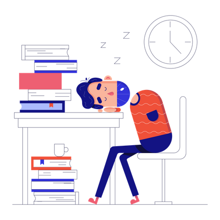 Man fell asleep on the job  Illustration