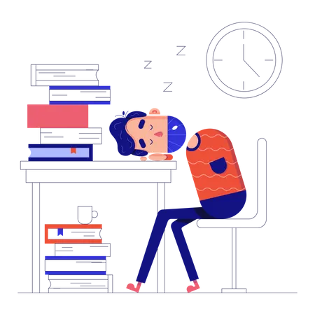 Man fell asleep on the job  Illustration