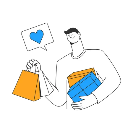 Man fell in love with shopping Illustration