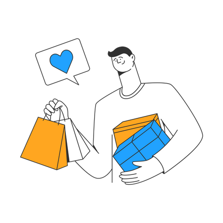 Man fell in love with shopping  Illustration