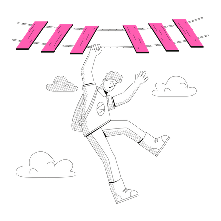 Man fell off a bridge  Illustration