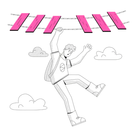 Man fell off a bridge  Illustration