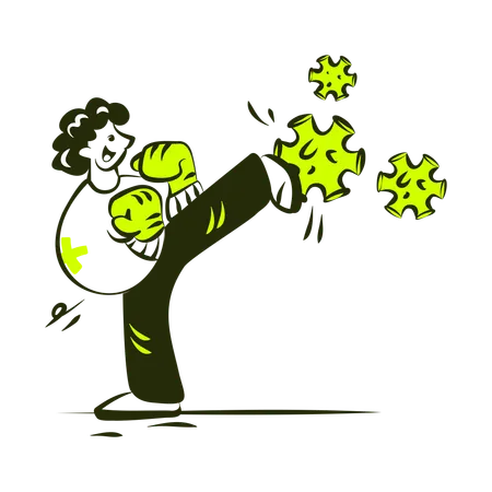医療ウイルスと闘う男  イラスト