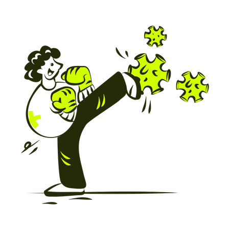 Man Fighting with Medical Virus  Illustration