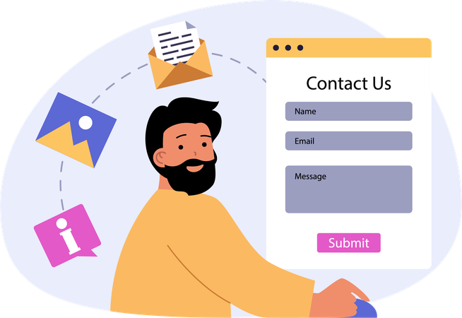 Man filling customer care form  Illustration