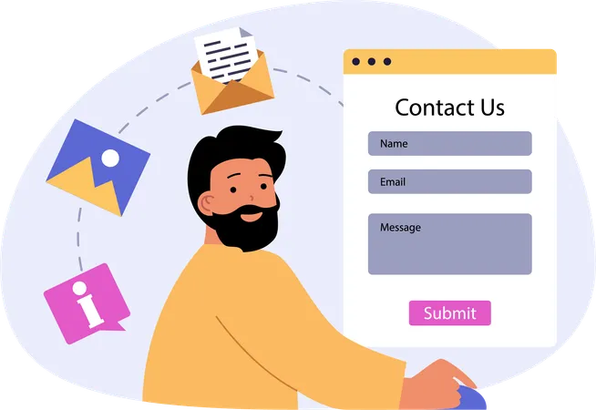 Man filling customer care form  Illustration