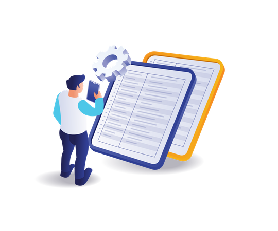 Man filling online registration form  Illustration