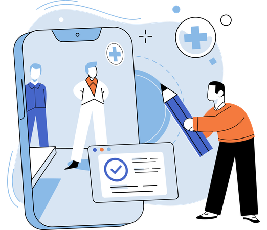Man filling paper for getting insurance policy  Illustration