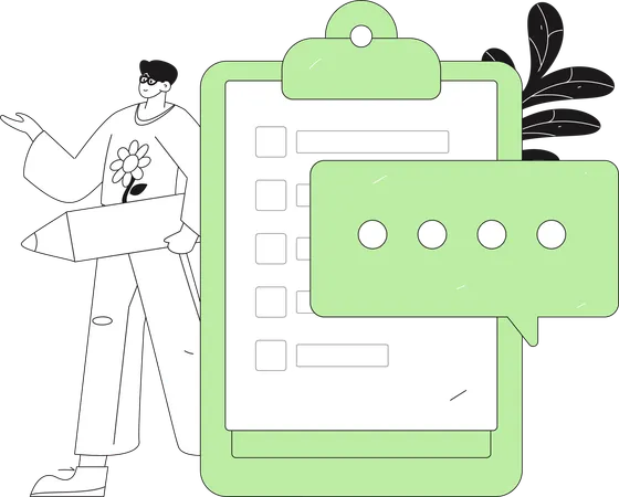 Man filling questionnaire form  Illustration