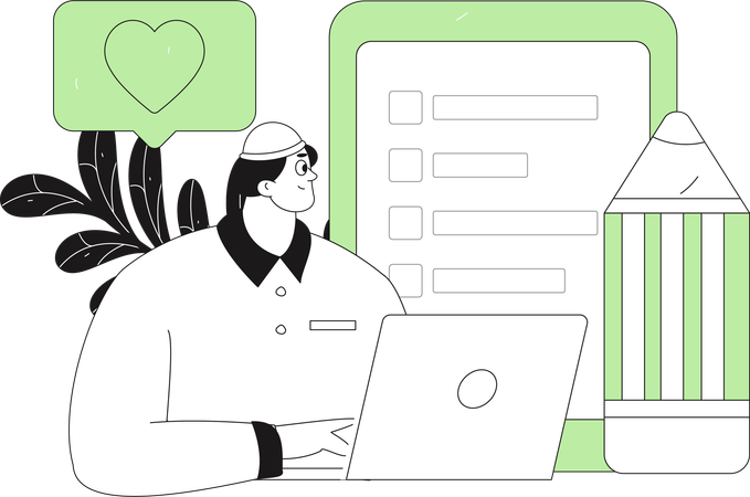 Man filling questionnaire form  Illustration