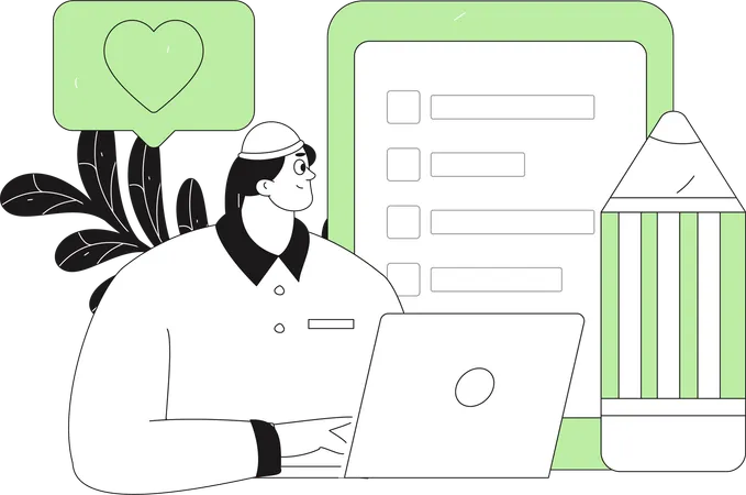 Man filling questionnaire form  Illustration