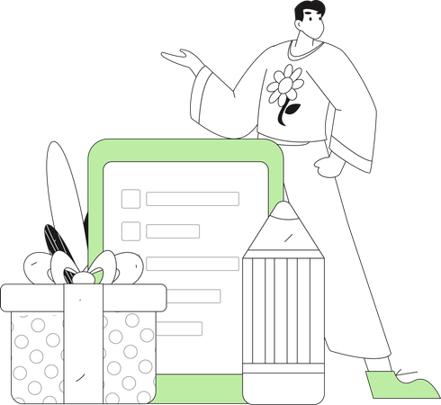 Man filling questionnaire form  Illustration