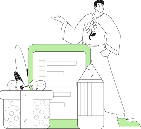 Man filling questionnaire form  Illustration