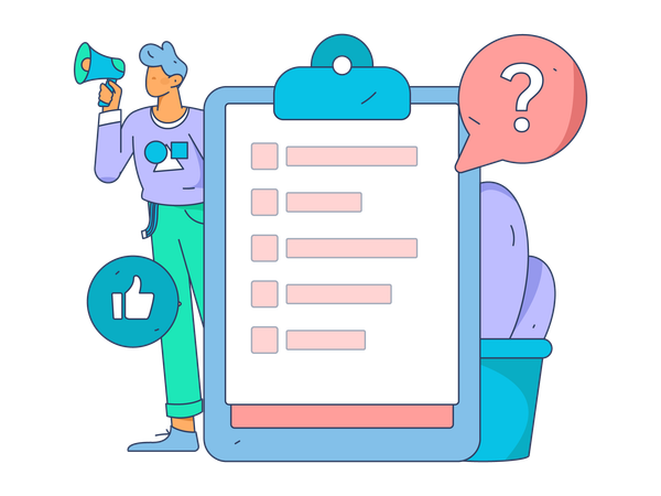 Man filling survey form  Illustration