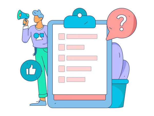 Man filling survey form  Illustration