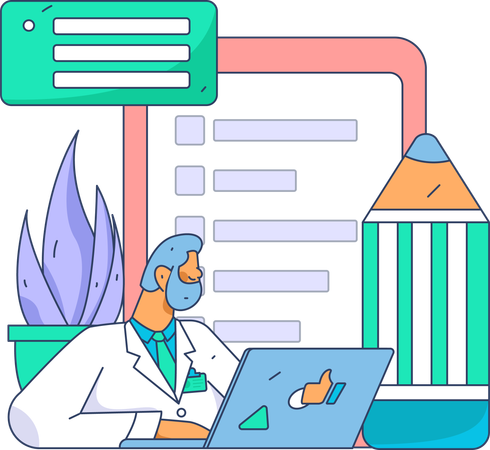 Man filling survey form  Illustration