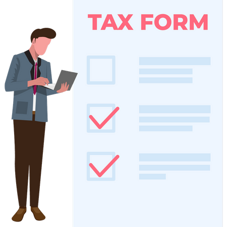 Man  filling tax form  Illustration