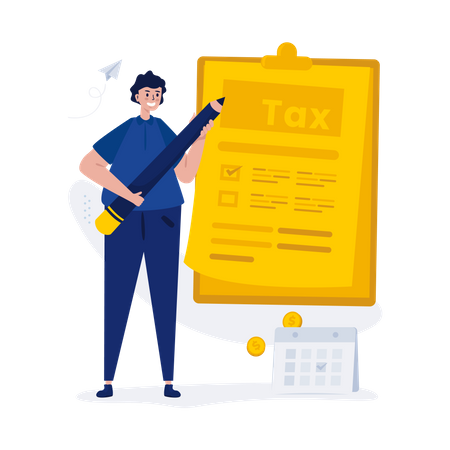 Man filling tax form  Illustration