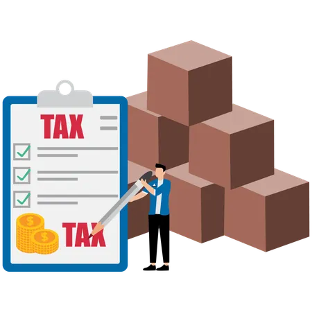 Man filling tax form  Illustration