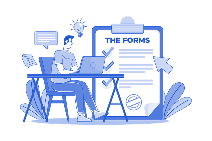 Man fills out the forms  Illustration