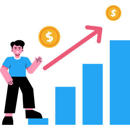 Man Finance Growth Graph  Illustration