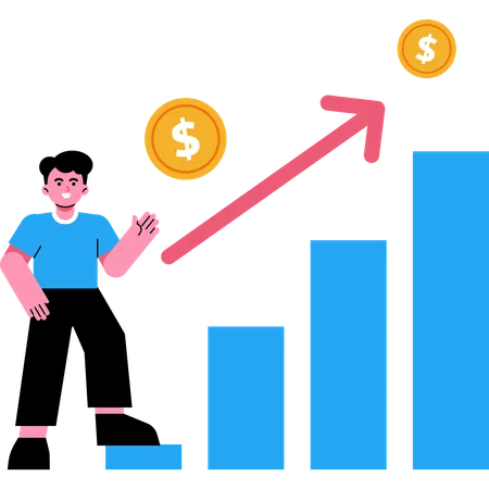 Man Finance Growth Graph Illustration