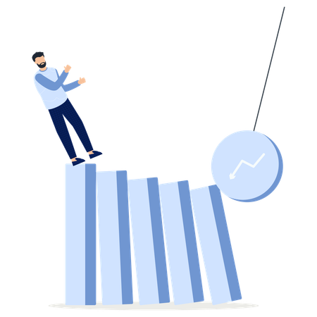 Man Financial Crisis Economic Downturn Risk  Illustration