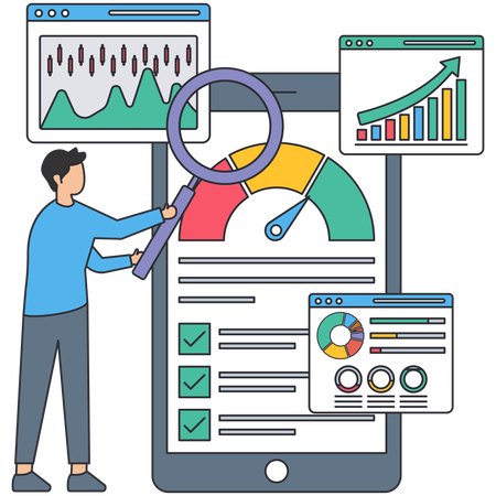 Man find app performance  Illustration