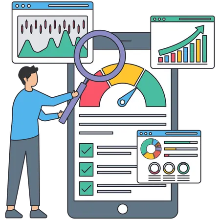 Man find app performance  Illustration