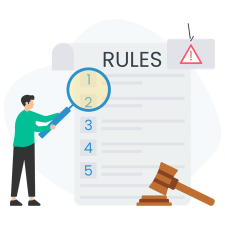 Man find Business Rules  Illustration