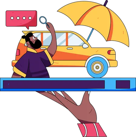 Man find car insurance  Illustration