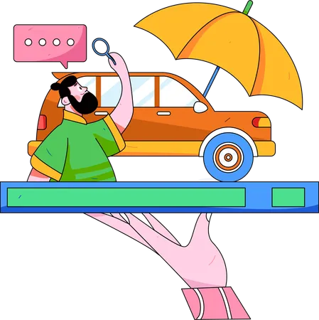 Man find car insurance  Illustration