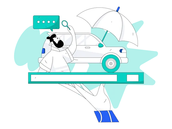 Man find car insurance  Illustration