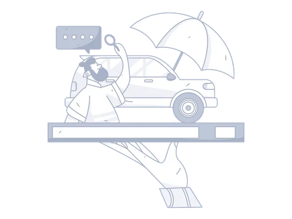 Man find car insurance  Illustration