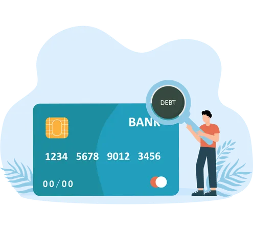 Man find Credit card debt and trapped in business  Illustration