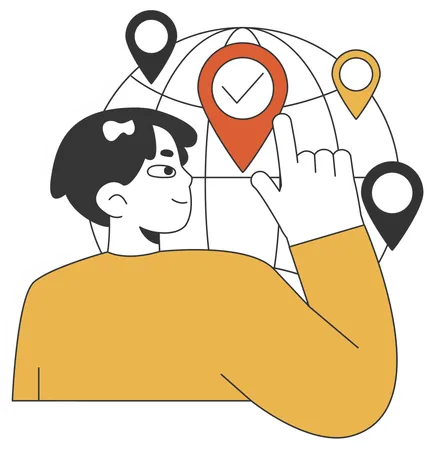 Man find global location  Illustration