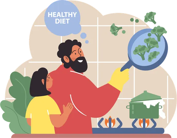Man find health diet food  Illustration