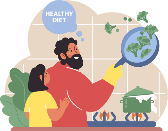 Man find health diet food  Illustration