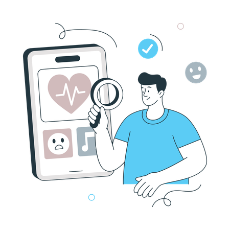 Man find health report in Health App  Illustration