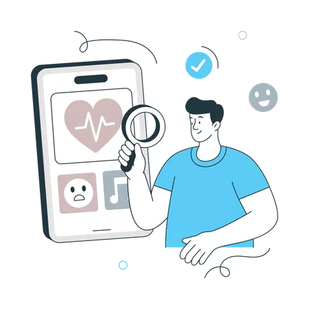 Man find health report in Health App  Illustration