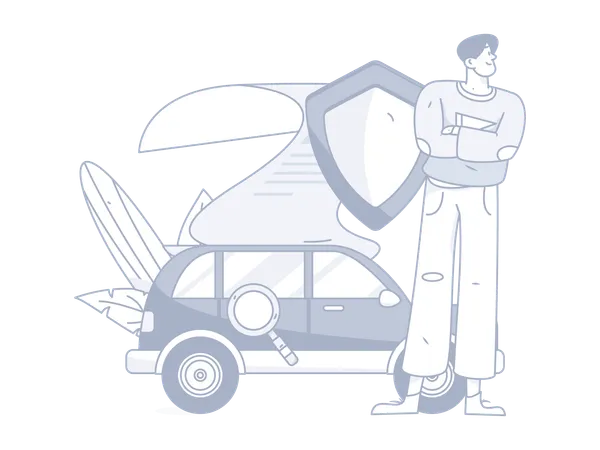 Man find insurance paper  Illustration