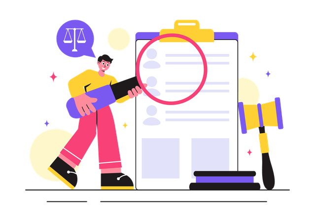 Man find law rule  Illustration