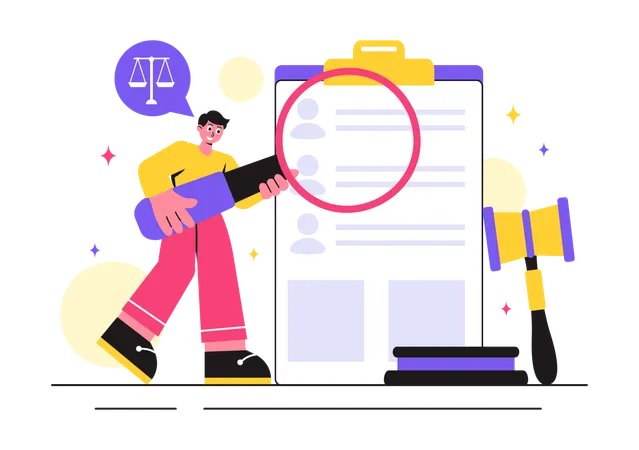 Man find law rule  Illustration