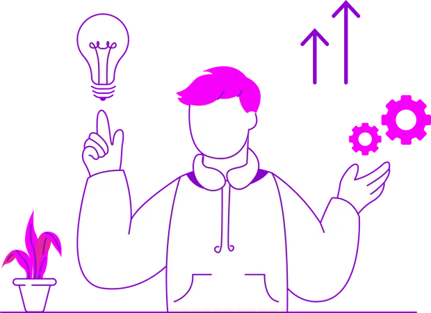 Man Find new ideas and innovations  Illustration