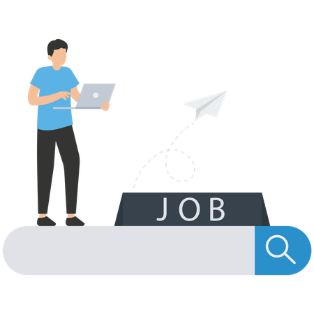 Man Find Online Job  Illustration