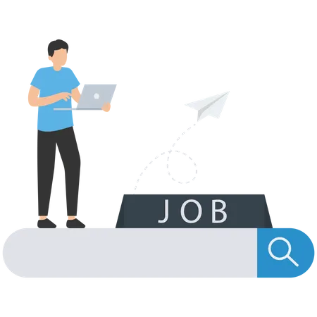 Man Find Online Job  Illustration