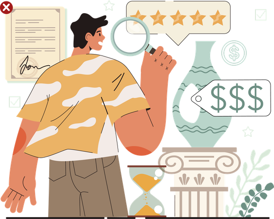Man find product review  Illustration