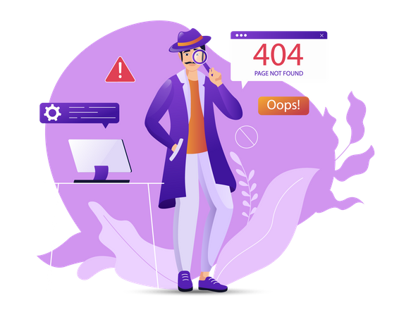 Man finding 404 error  Illustration