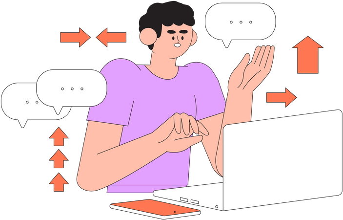 Man finding business direction  Illustration