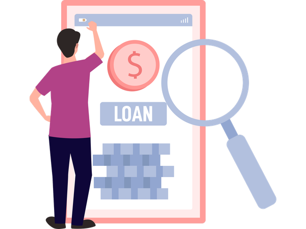 Man finding business loan  Illustration